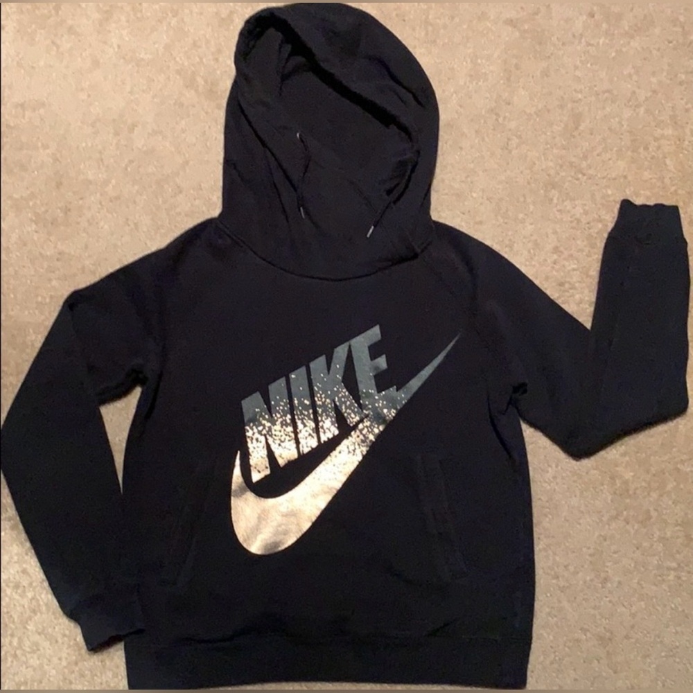 Nike Black Hoodie with Rose Gold Logo Women’s Sz S